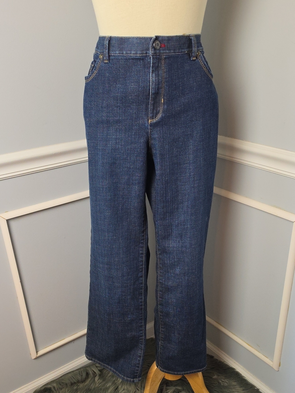 TALBOTS Petites Dark Wash Straight Leg Casual Stretch Boot Bootcut Jeans 14P